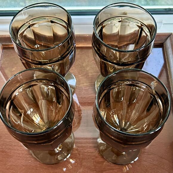 Vintage Libbey Gibraltar Duratuff Olive Green Water Goblets – Set of 4 - Picture 6 of 15